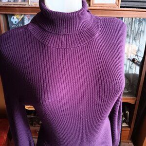 Vintage 1970s Purple Turtleneck Top Womens 12 Medium Acrylic Knit Bobbie Brooks
